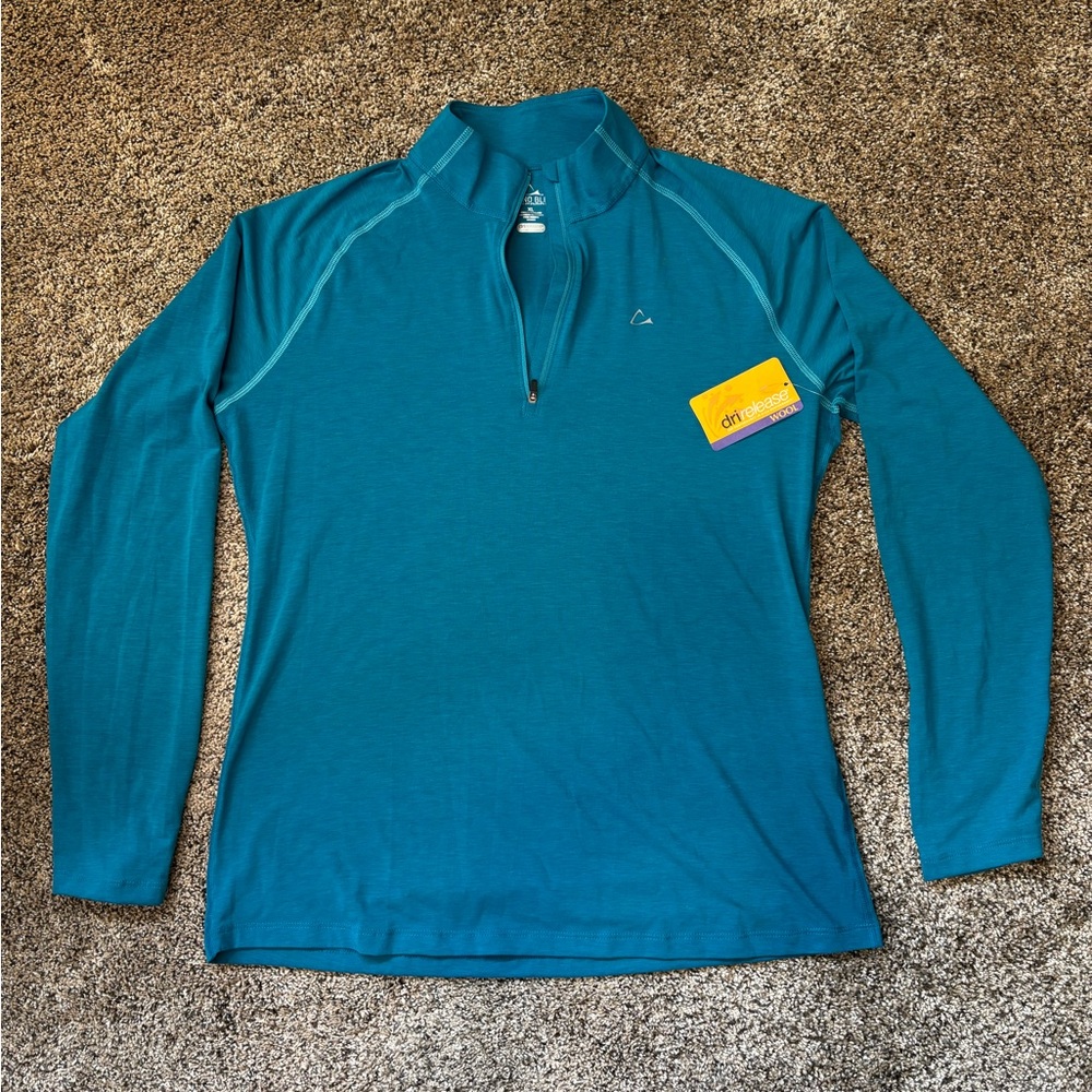 NWT Paradox Merino DriBlend Teal Zip Pullover